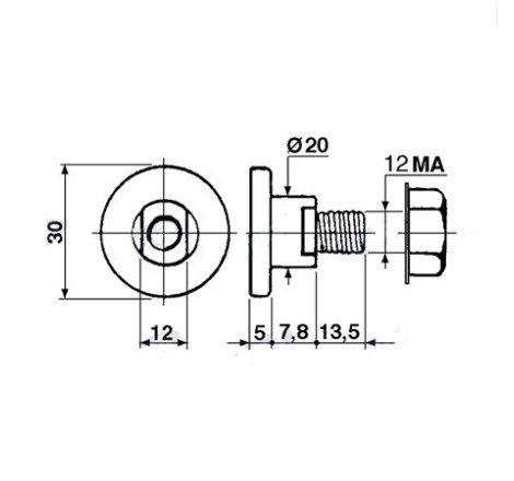 Tornillo Cuchilla M12x20 Maschio