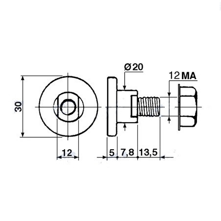 Parafuso Faca Feraboli M12x20 - EBE000145